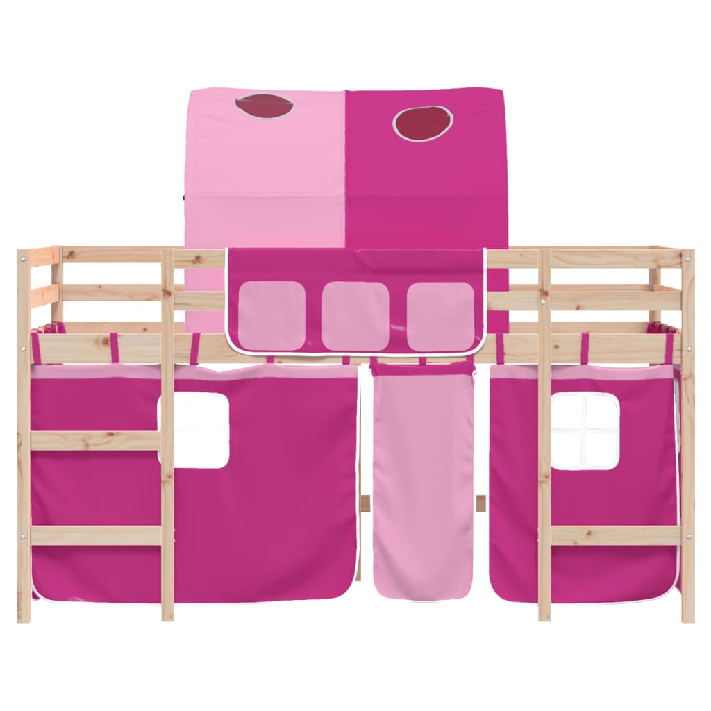 Kids' Loft Bed with Tunnel without Mattress Pink 80x200cm