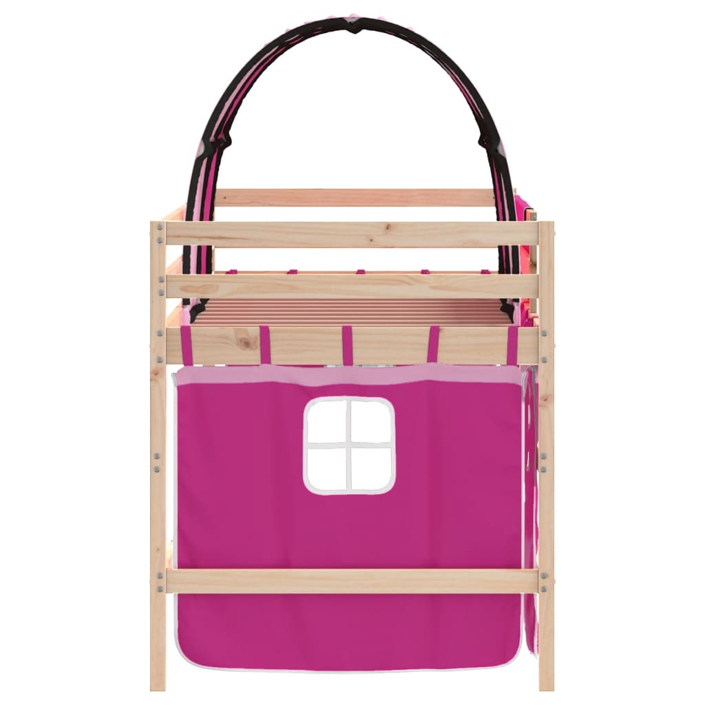 Kids' Loft Bed with Tunnel without Mattress Pink 80x200cm