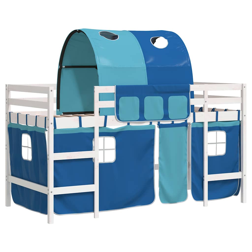 Kids' Loft Bed with Tunnel without Mattress Blue 80x200cm