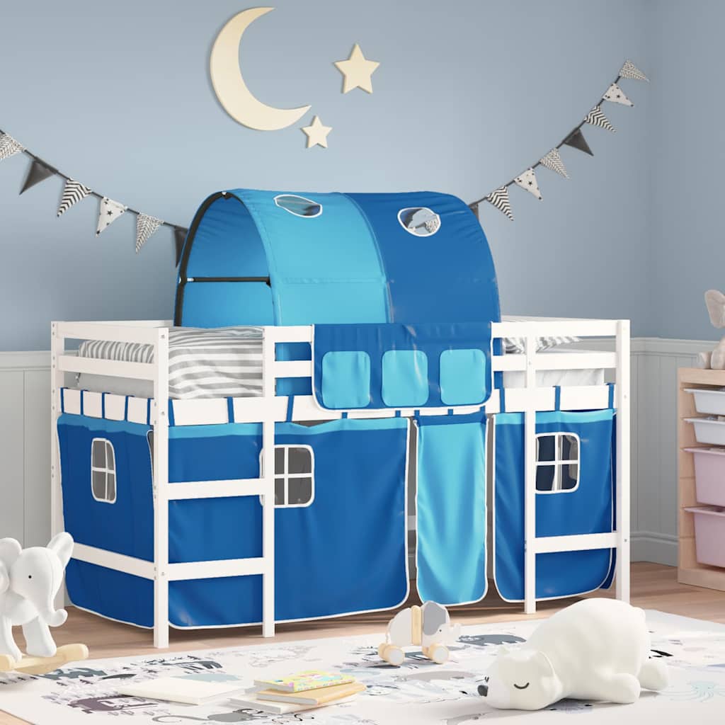 Kids' Loft Bed with Tunnel without Mattress Blue 80x200cm