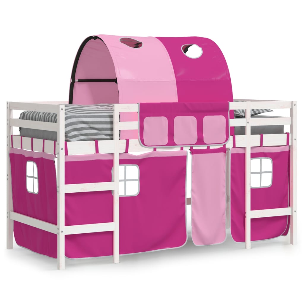 Kids' Loft Bed with Tunnel without Mattress Pink 80x200cm