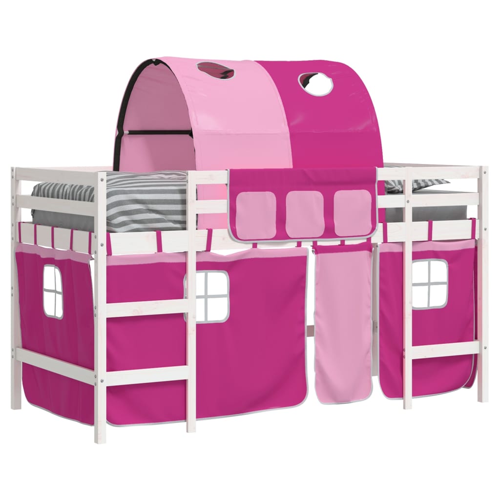 Kids' Loft Bed with Tunnel without Mattress Pink 80x200cm
