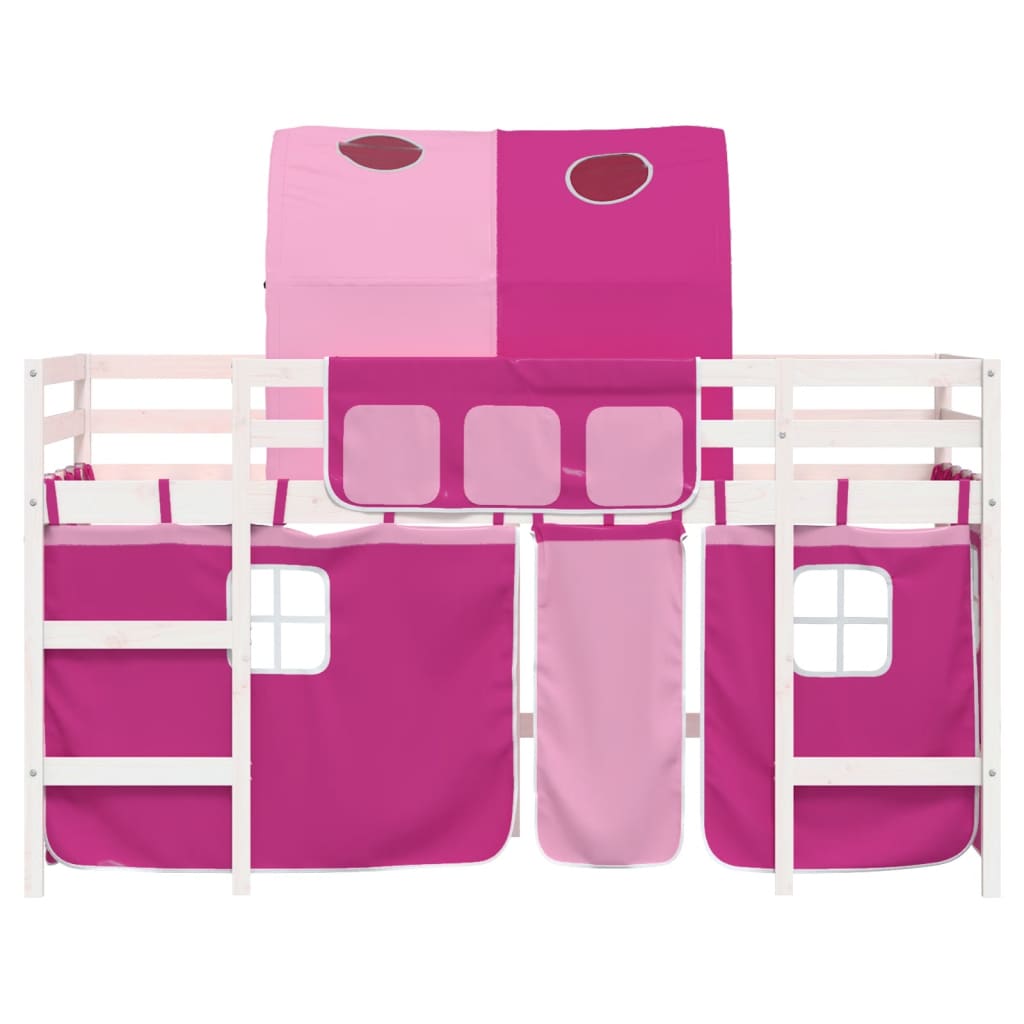 Kids' Loft Bed with Tunnel without Mattress Pink 80x200cm