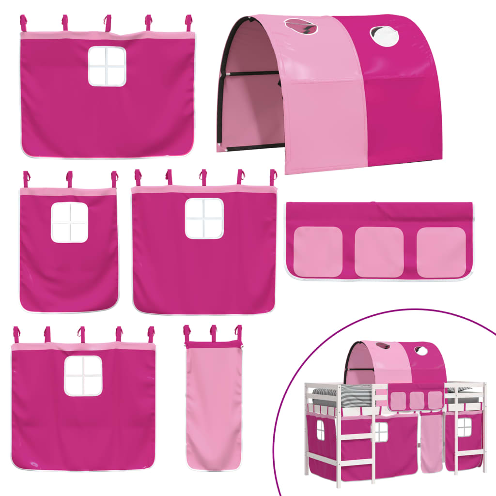 Kids' Loft Bed with Tunnel without Mattress Pink 80x200cm