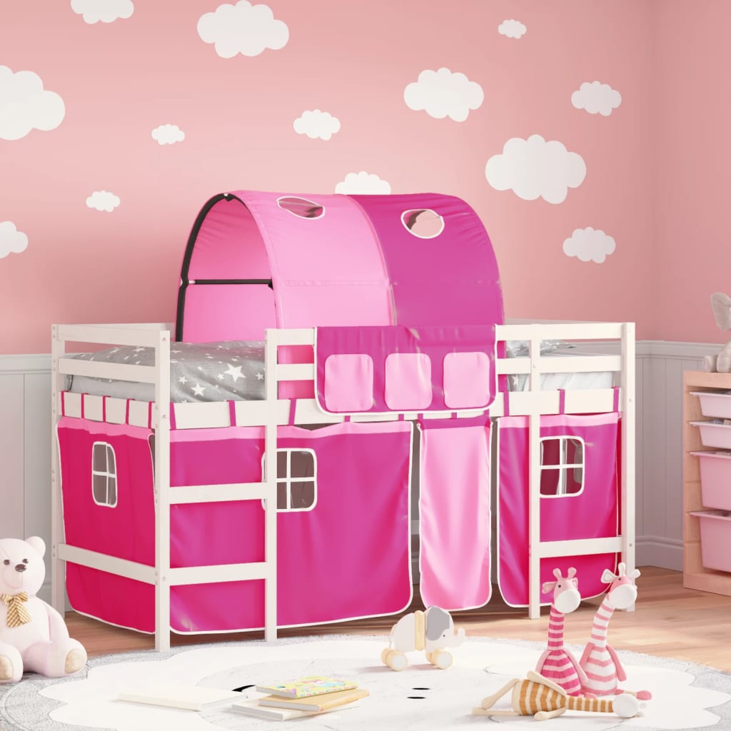 Kids' Loft Bed with Tunnel without Mattress Pink 80x200cm