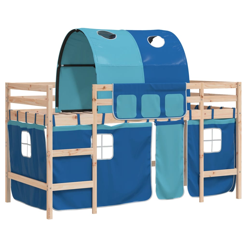 Kids' Loft Bed with Tunnel without Mattress Blue 90x200cm