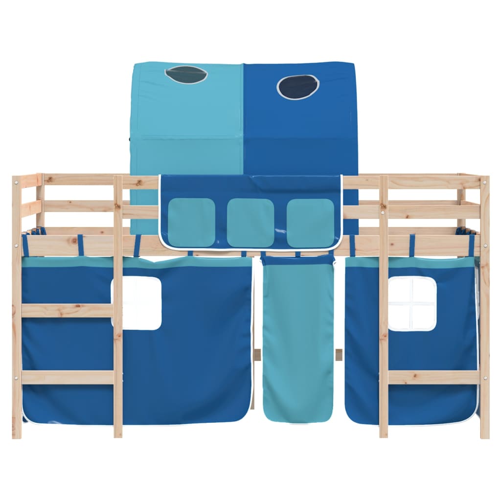 Kids' Loft Bed with Tunnel without Mattress Blue 90x200cm