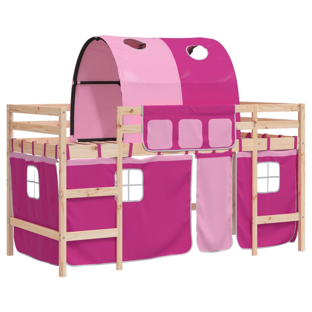Kids' Loft Bed with Tunnel without Mattress Pink 90x200cm