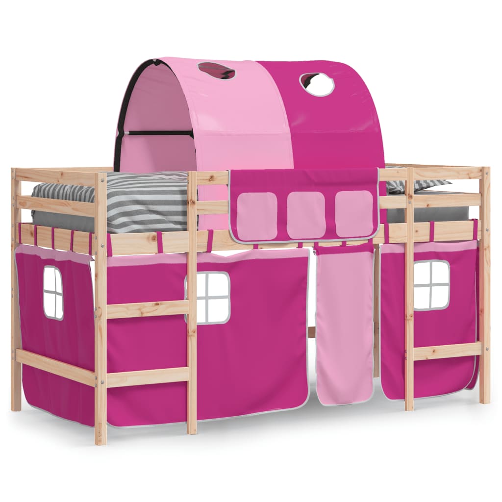 Kids' Loft Bed with Tunnel without Mattress Pink 90x200cm