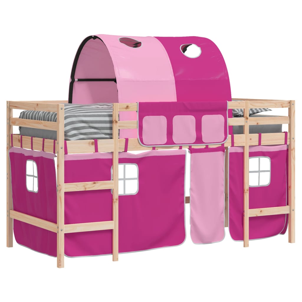 Kids' Loft Bed with Tunnel without Mattress Pink 90x200cm