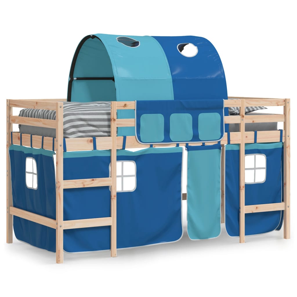 Kids' Loft Bed with Tunnel without Mattress Blue 90x190cm