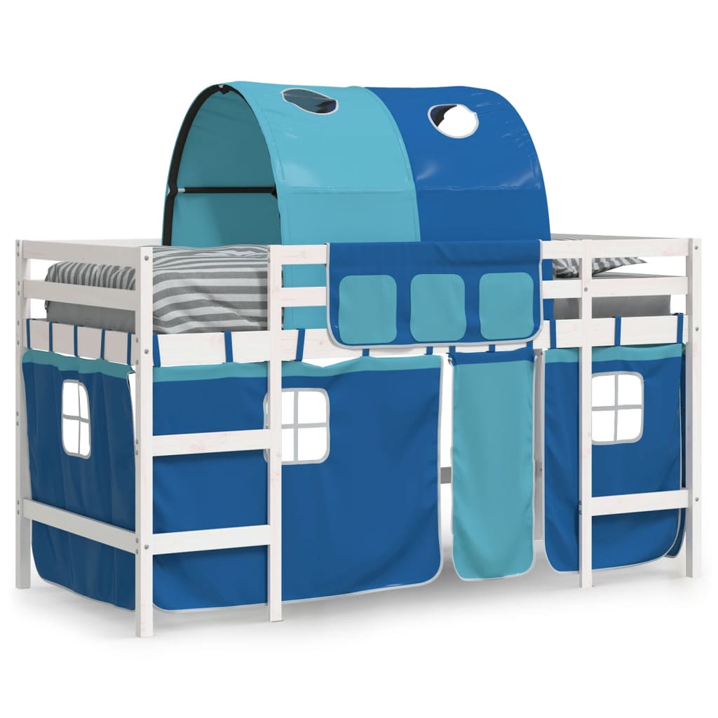 Kids' Loft Bed with Tunnel without Mattress Blue 90x190cm