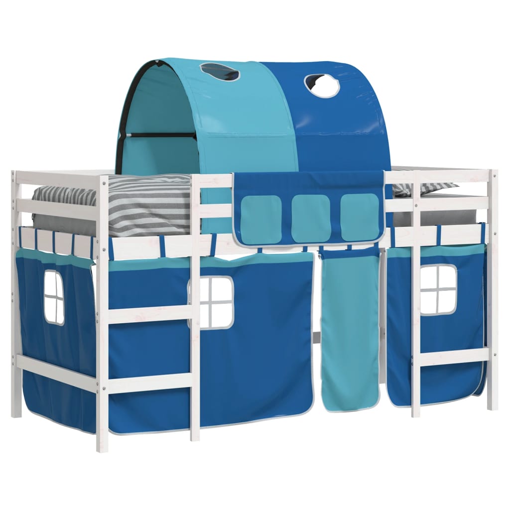 Kids' Loft Bed with Tunnel without Mattress Blue 90x190cm