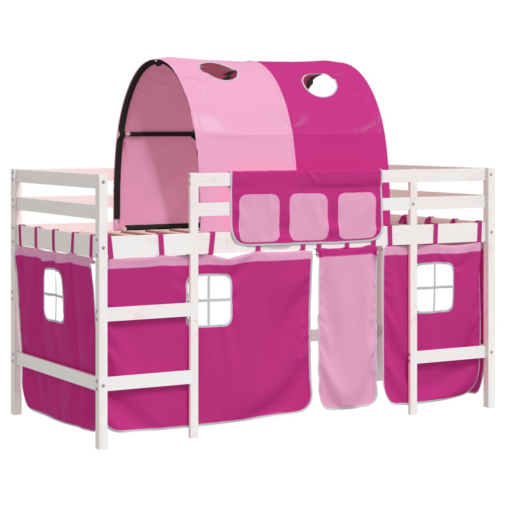 Kids' Loft Bed with Tunnel without Mattress Pink 90x190cm