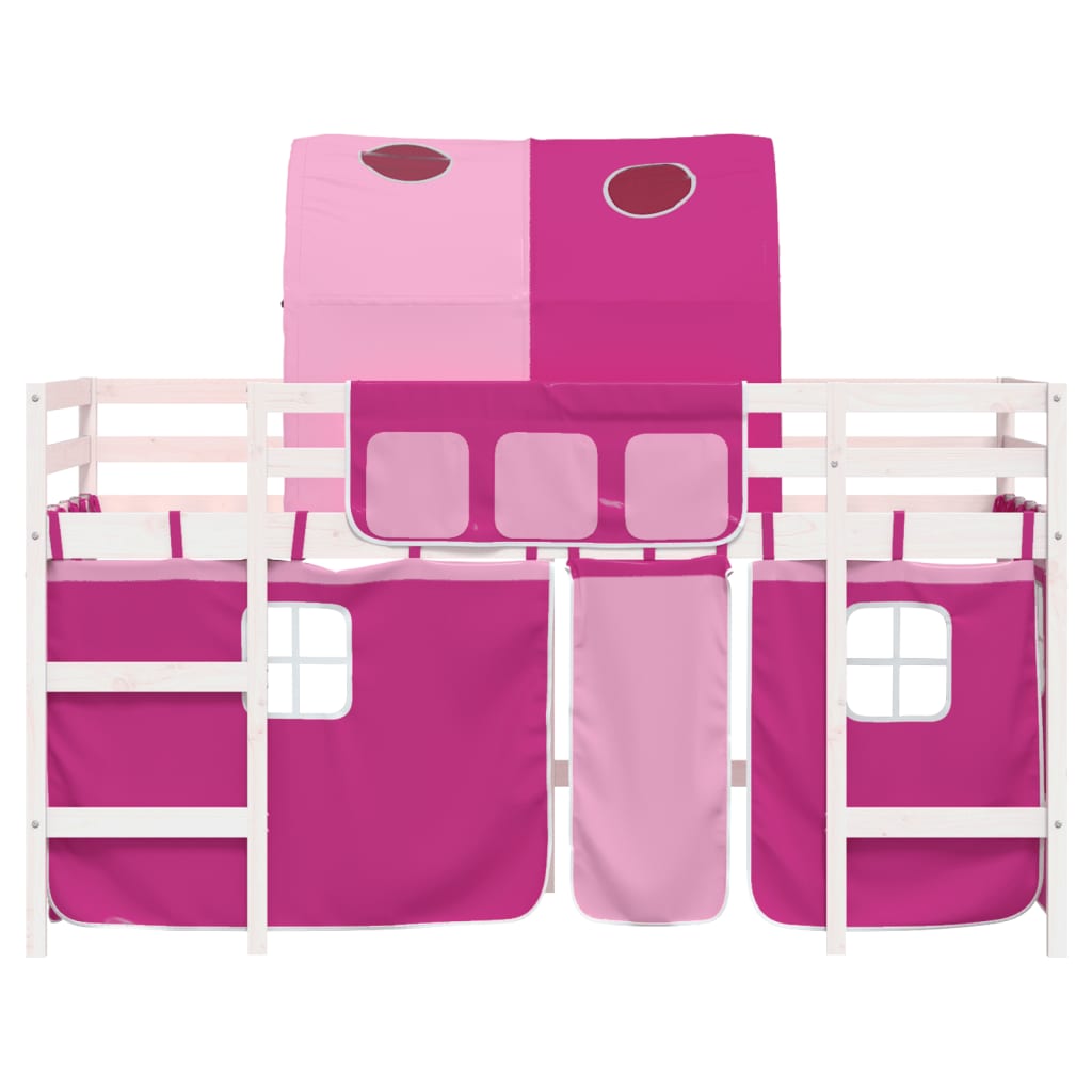 Kids' Loft Bed with Tunnel without Mattress Pink 90x190cm