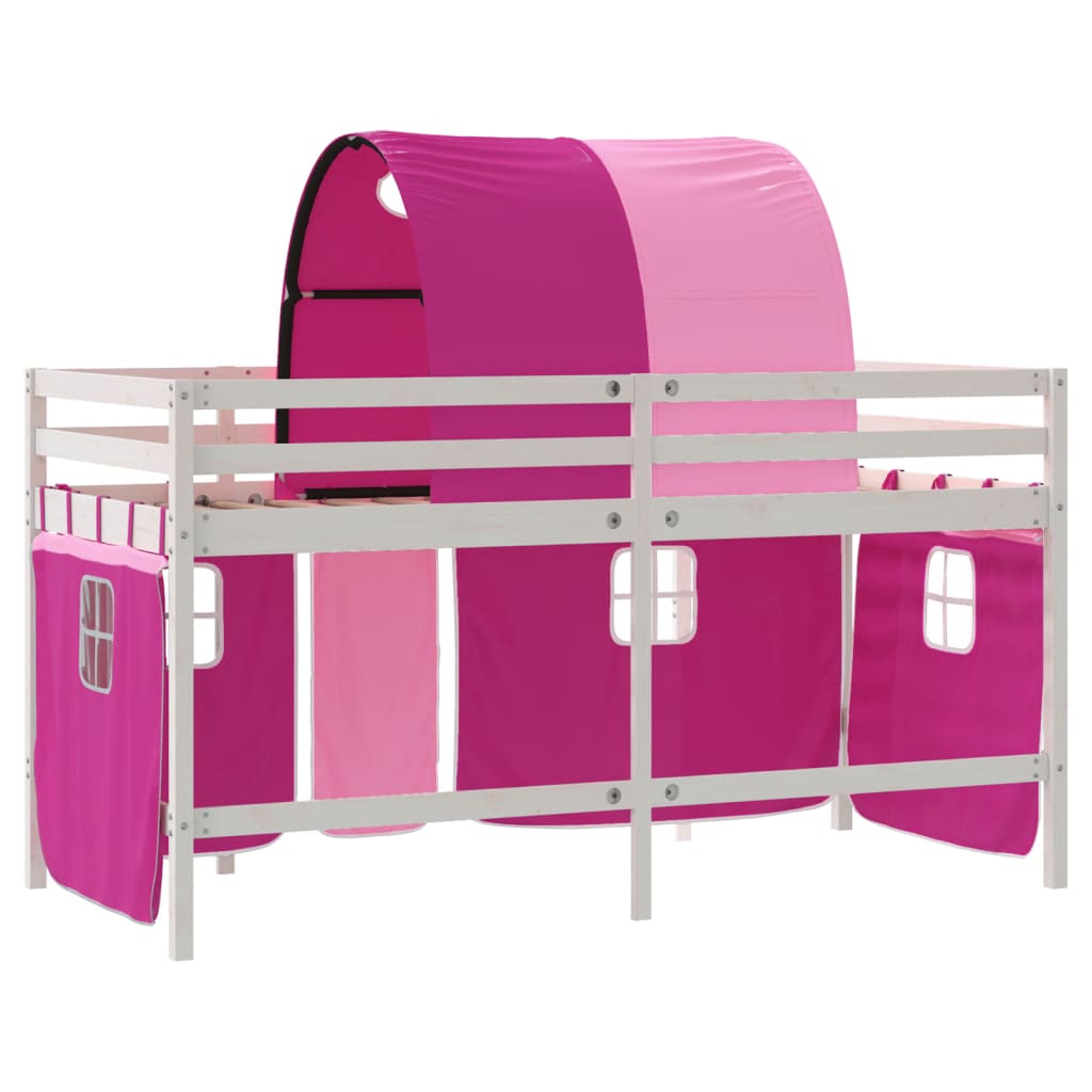 Kids' Loft Bed with Tunnel without Mattress Pink 90x190cm