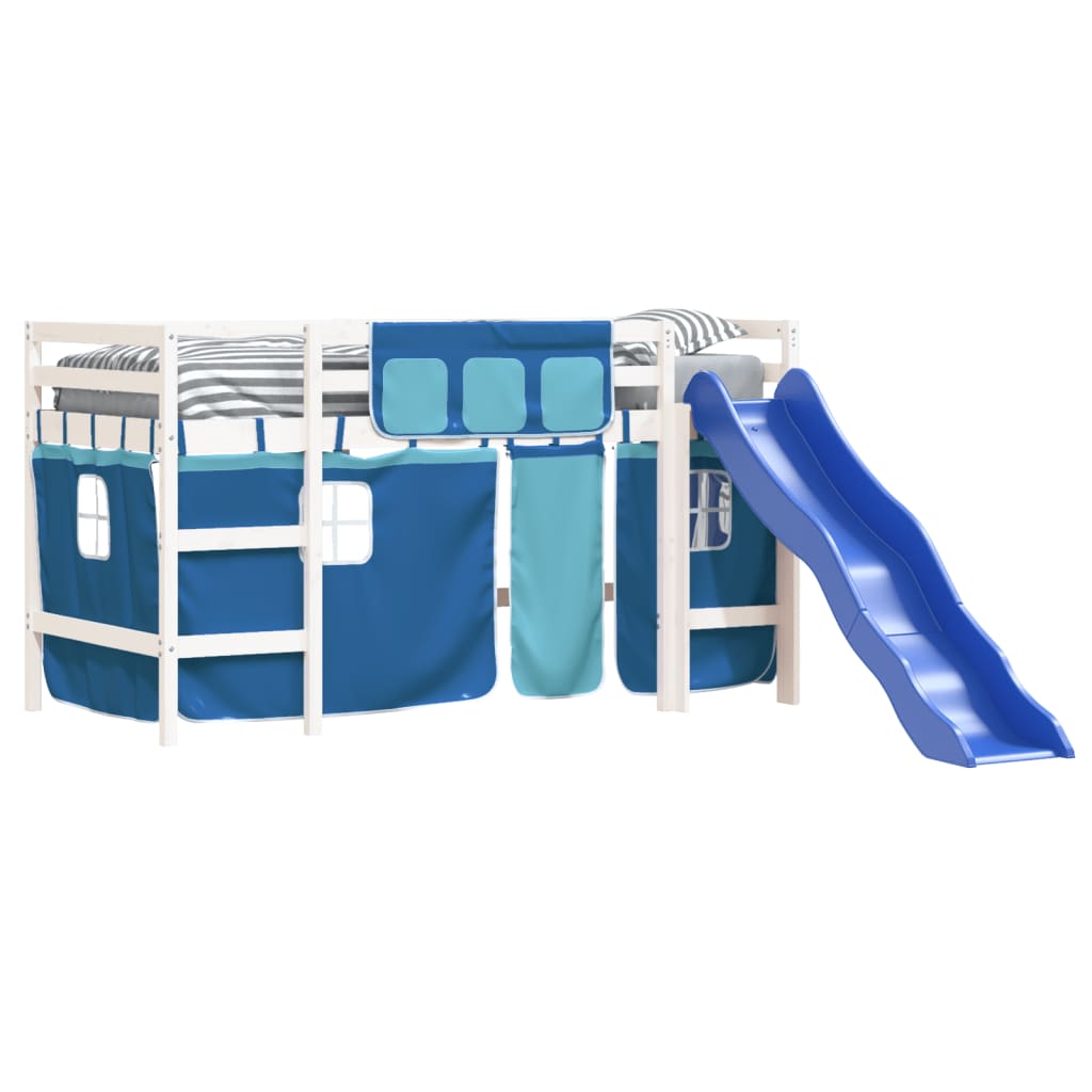 Kids' Loft Bed with Curtains without Mattress Blue 80x200 cm