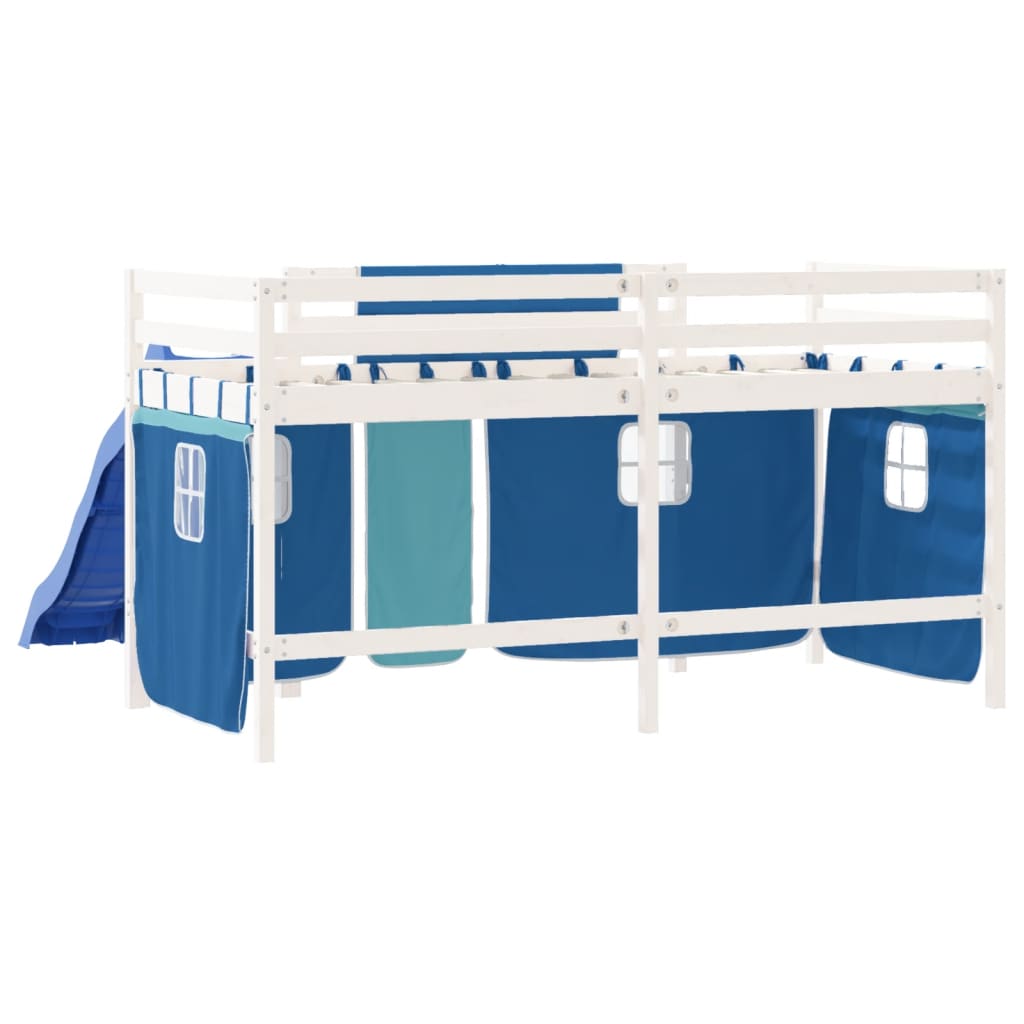 Kids' Loft Bed with Curtains without Mattress Blue 80x200 cm