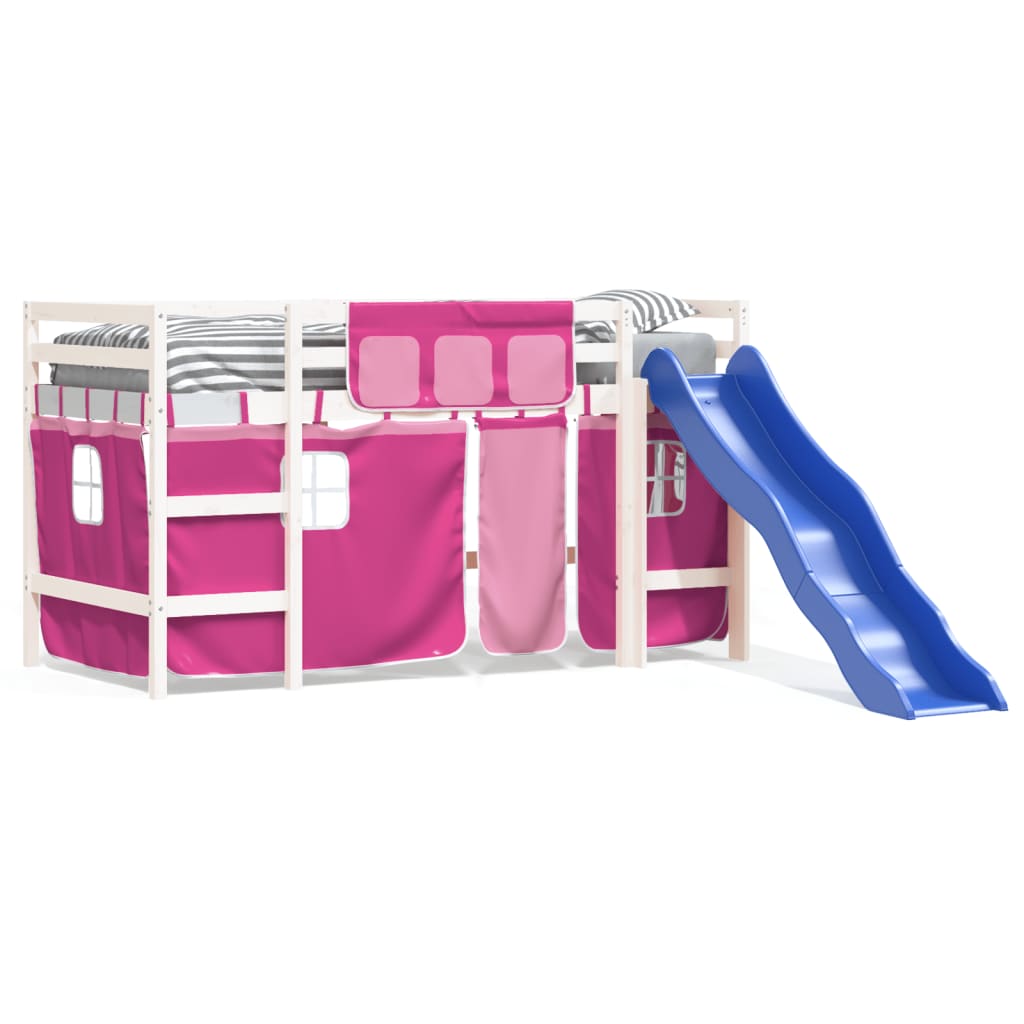 Kids' Loft Bed with Curtains without Mattress Pink 80x200 cm