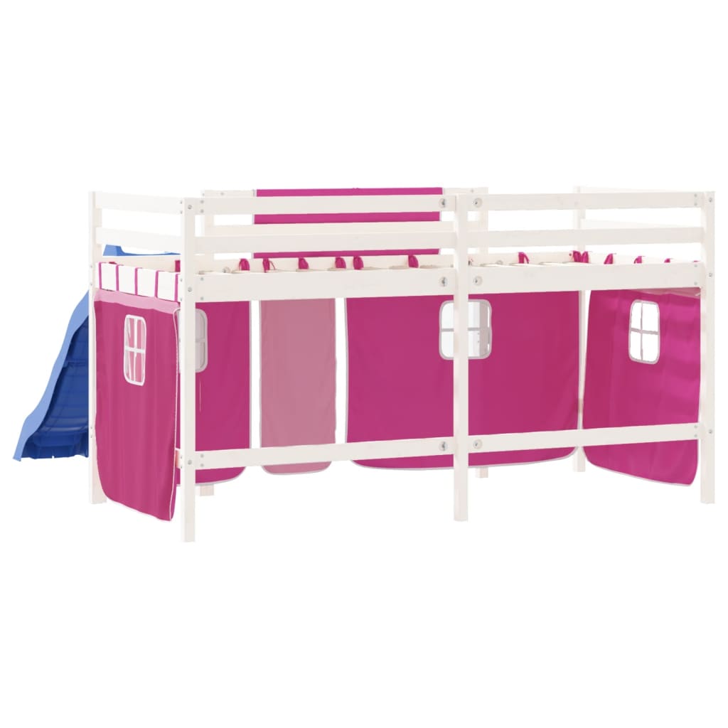 Kids' Loft Bed with Curtains without Mattress Pink 80x200 cm