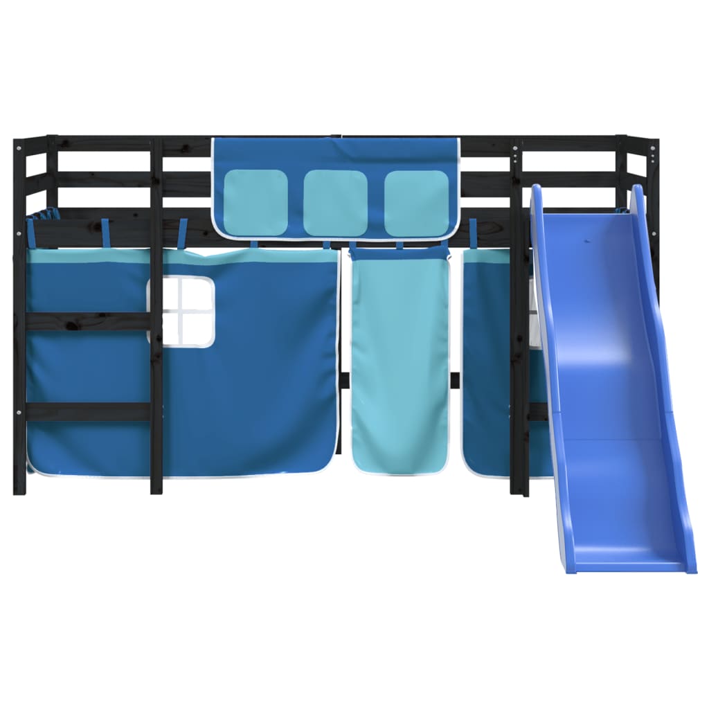 Kids' Loft Bed with Curtains without Mattress Blue 80x200 cm