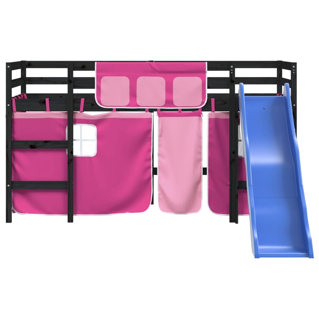 Kids' Loft Bed with Curtains without Mattress Pink 80x200 cm