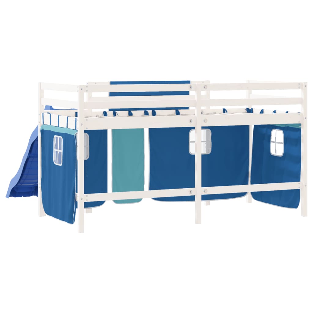 Kids' Loft Bed with Curtains without Mattress Blue 90x190 cm Single