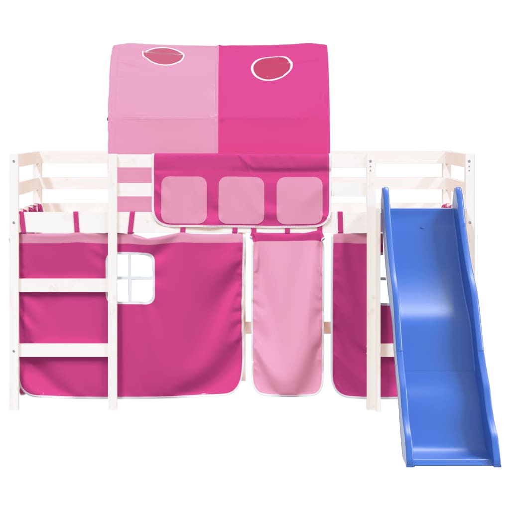 Kids' Loft Bed with Tunnel without Mattress Pink 80x200 cm