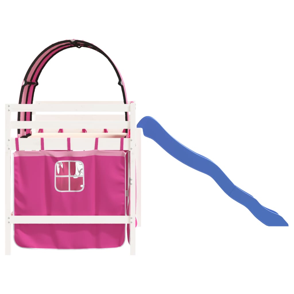 Kids' Loft Bed with Tunnel without Mattress Pink 80x200 cm