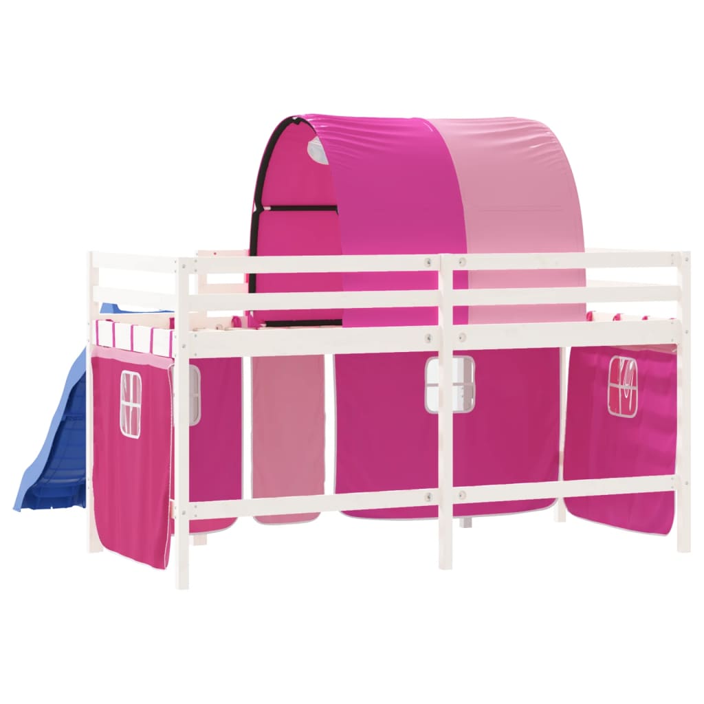 Kids' Loft Bed with Tunnel without Mattress Pink 80x200 cm