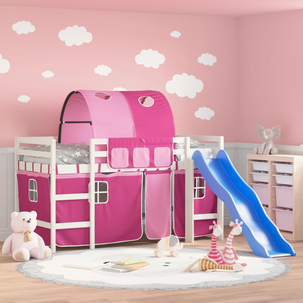 Kids' Loft Bed with Tunnel without Mattress Pink 80x200 cm