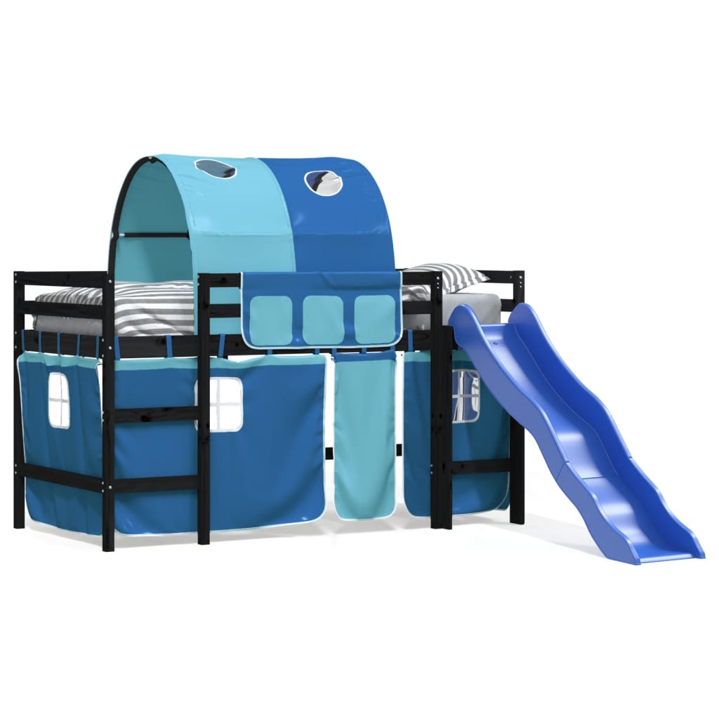 Kids' Loft Bed with Tunnel without Mattress Blue 80x200 cm