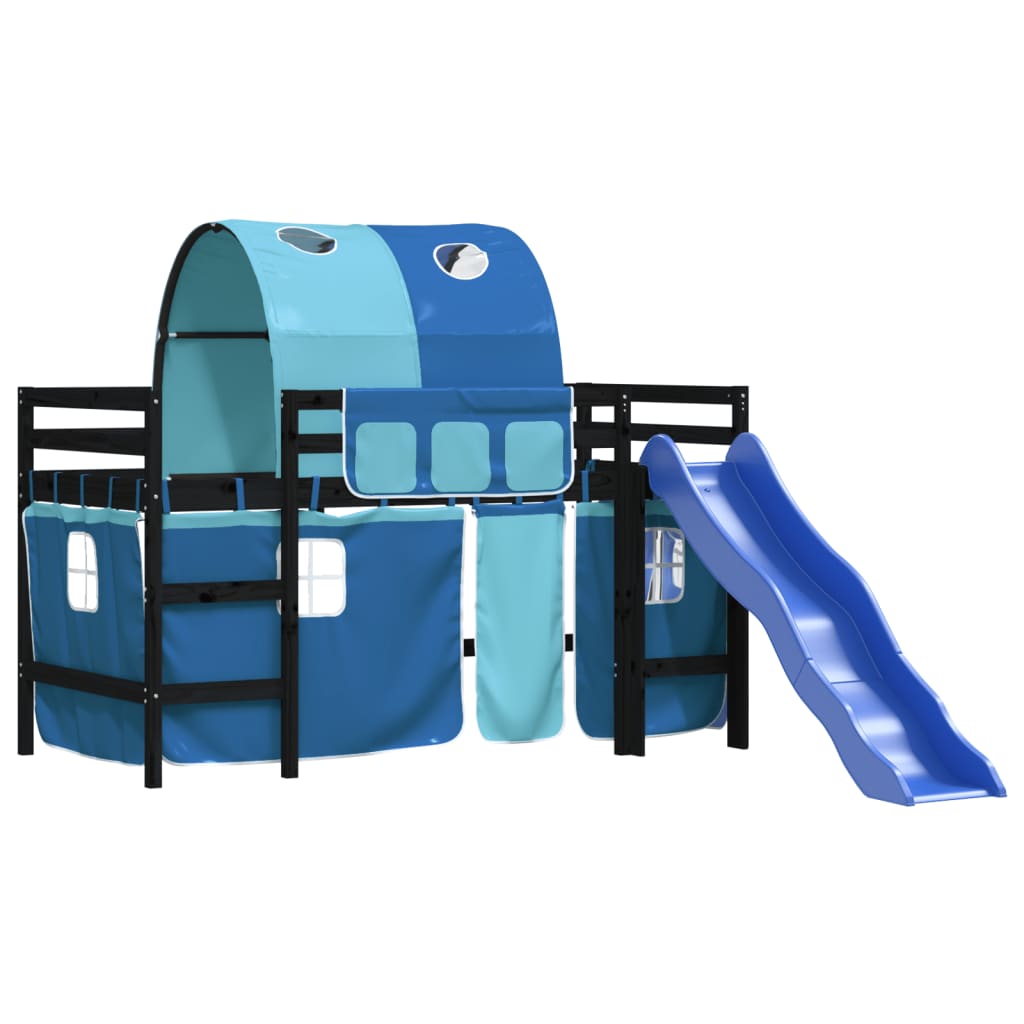 Kids' Loft Bed with Tunnel without Mattress Blue 80x200 cm