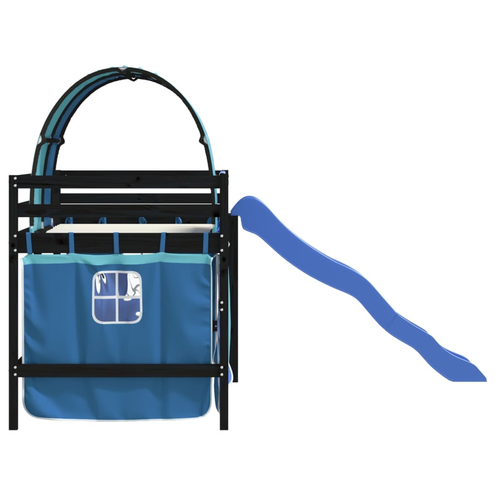 Kids' Loft Bed with Tunnel without Mattress Blue 80x200 cm