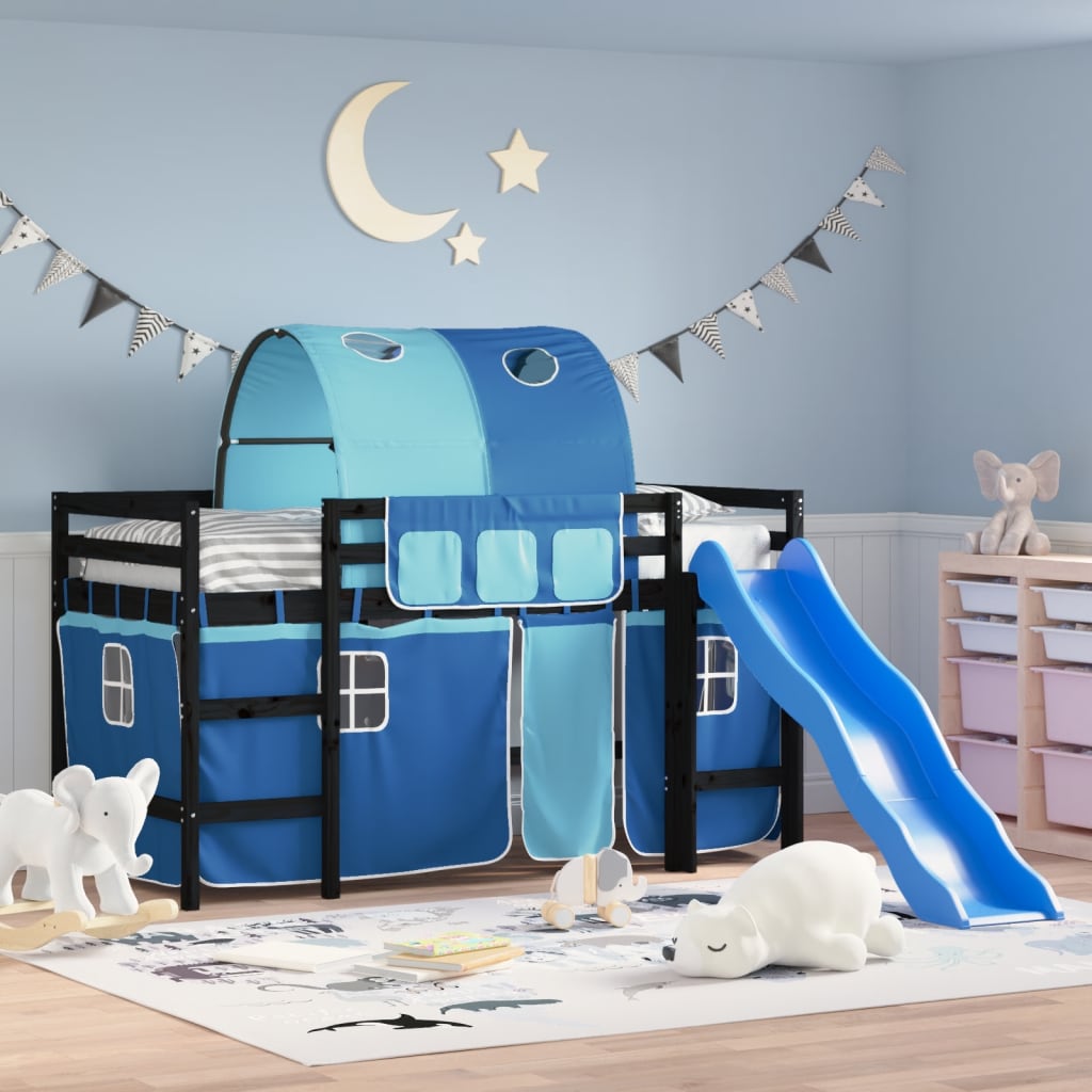 Kids' Loft Bed with Tunnel without Mattress Blue 80x200 cm