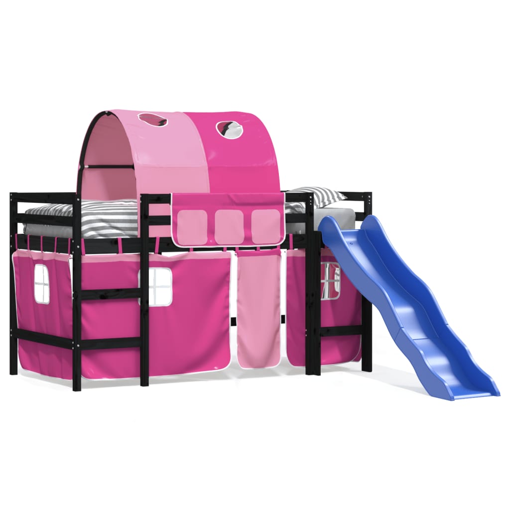 Kids' Loft Bed with Tunnel without Mattress Pink 80x200 cm