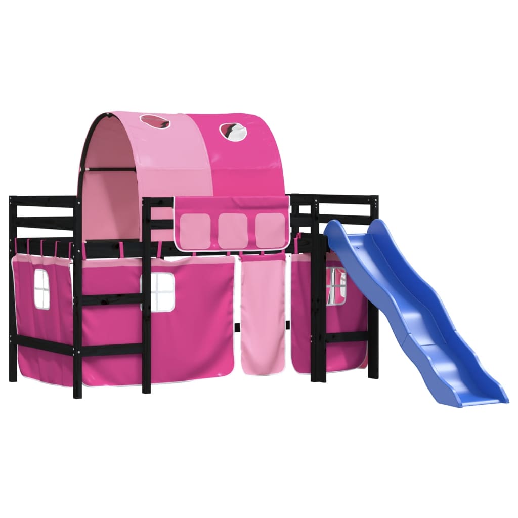 Kids' Loft Bed with Tunnel without Mattress Pink 80x200 cm