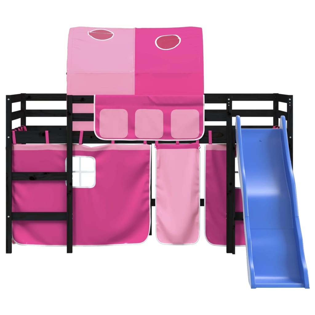 Kids' Loft Bed with Tunnel without Mattress Pink 80x200 cm