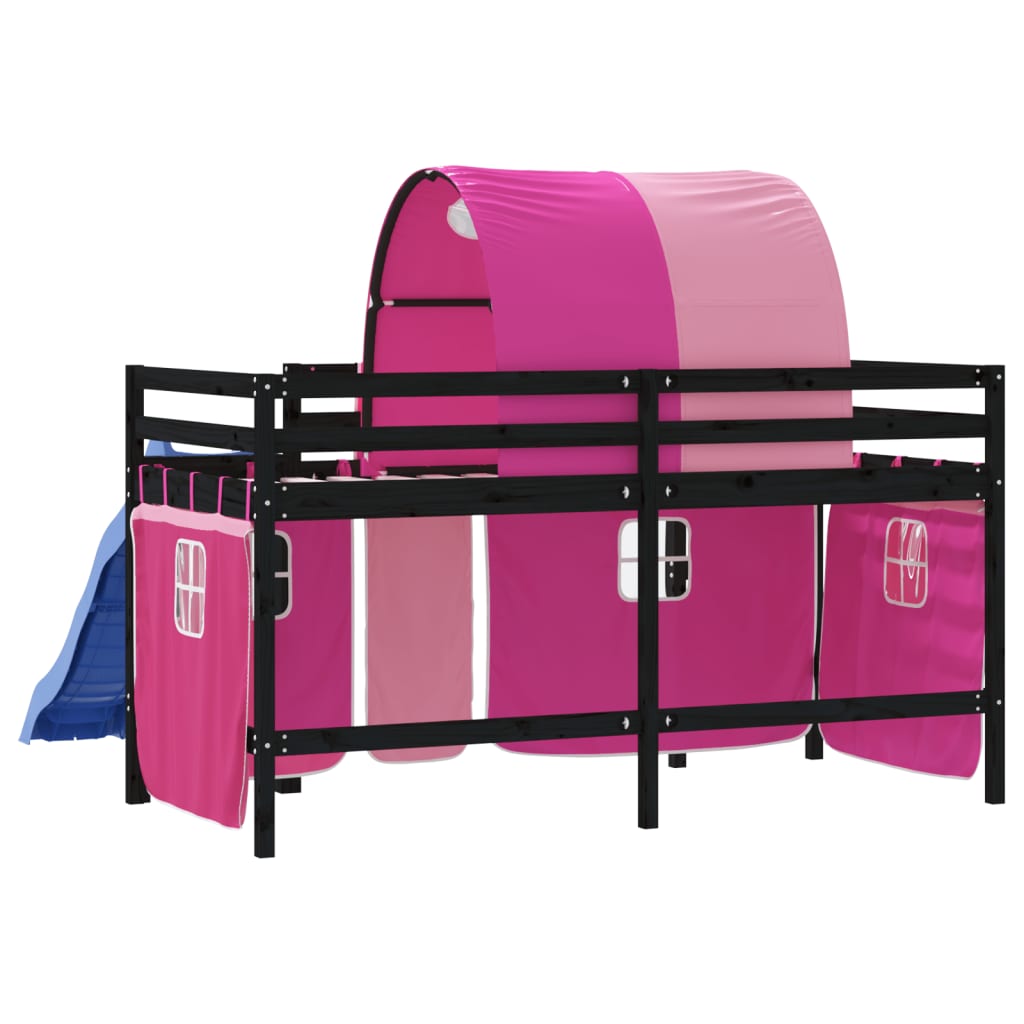 Kids' Loft Bed with Tunnel without Mattress Pink 80x200 cm
