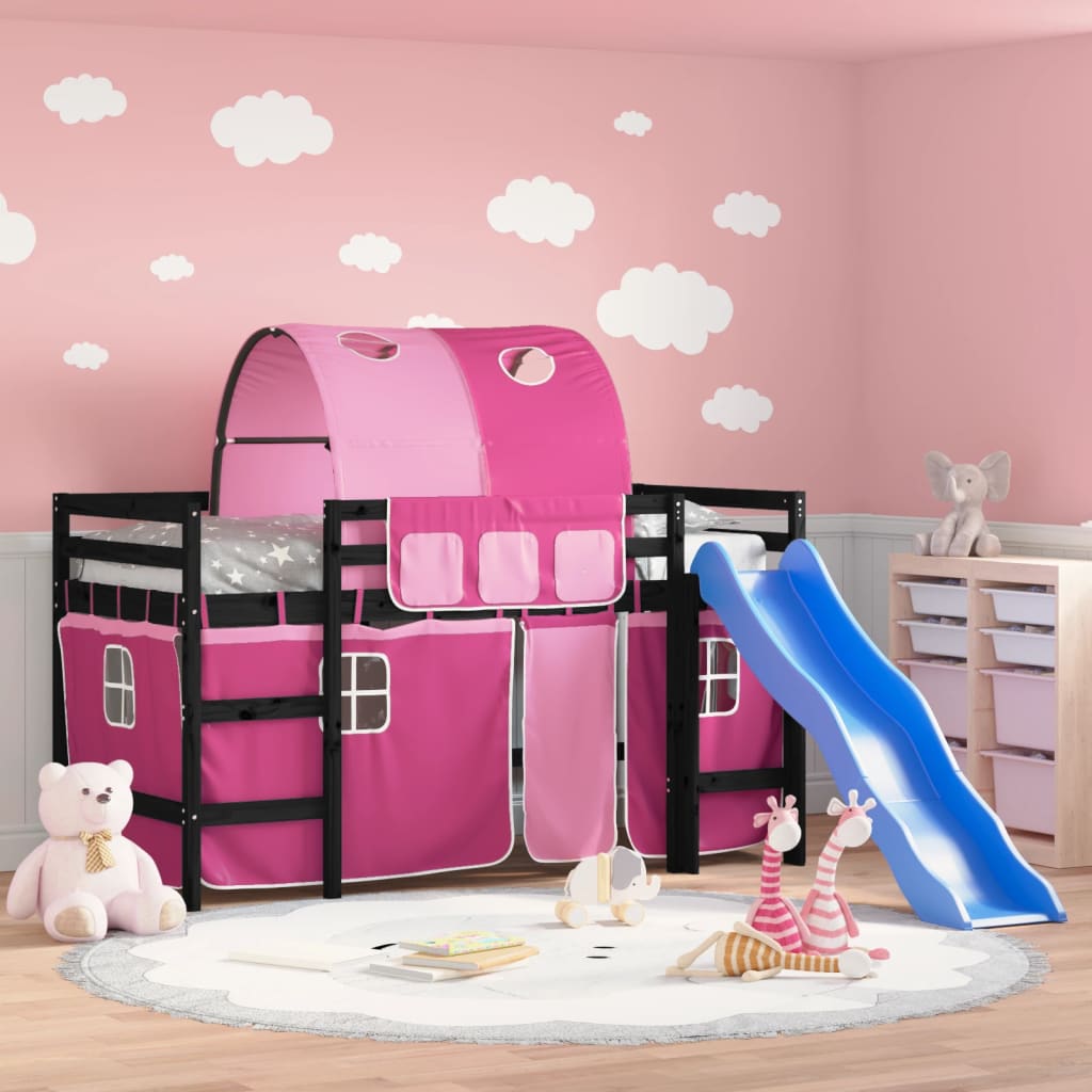 Kids' Loft Bed with Tunnel without Mattress Pink 80x200 cm