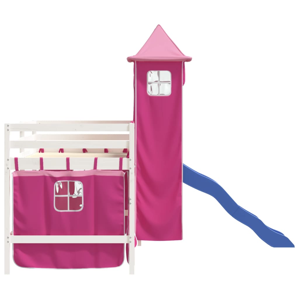 Kids' Loft Bed with Tower without Mattress Pink 80x200 cm