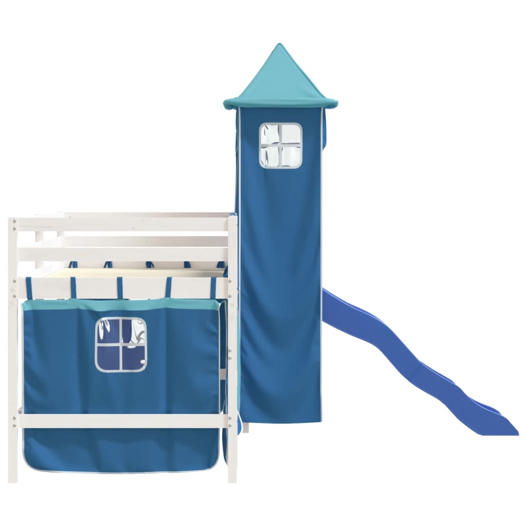 Kids' Loft Bed with Tower without Mattress Blue 90x190 cm Single