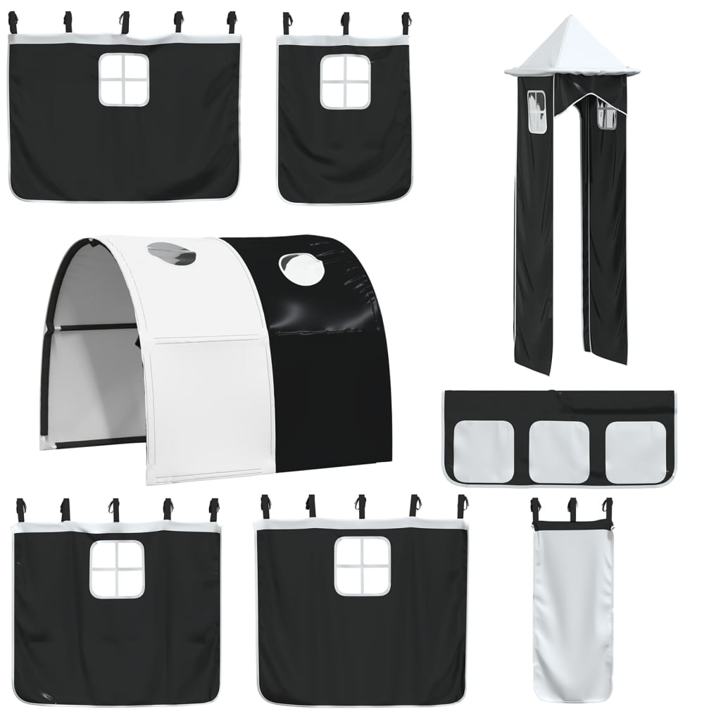 Kids' Loft Bed with Tower without Mattress White&Black 80x200cm