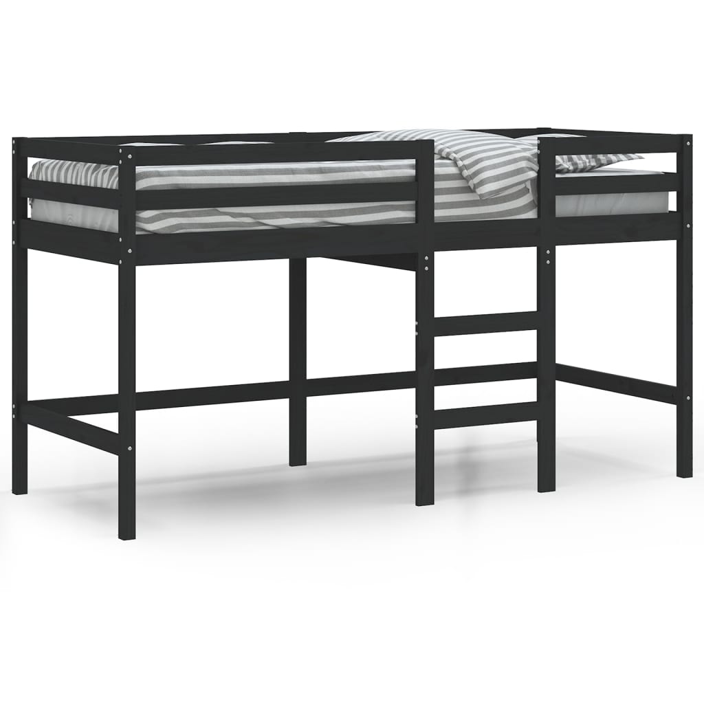 Kids' Loft Bed without Mattress with Ladder Black 80x200 cm