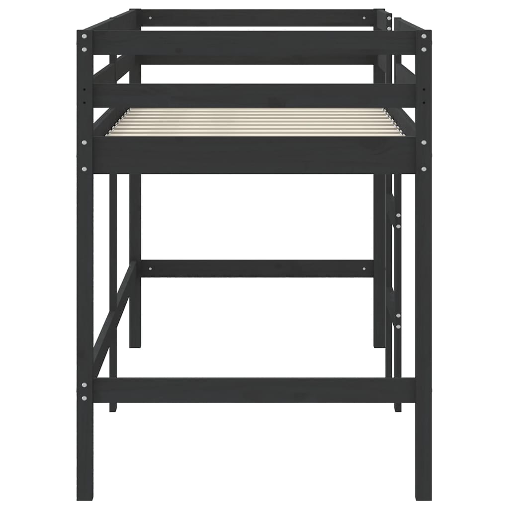 Kids' Loft Bed without Mattress with Ladder Black 80x200 cm