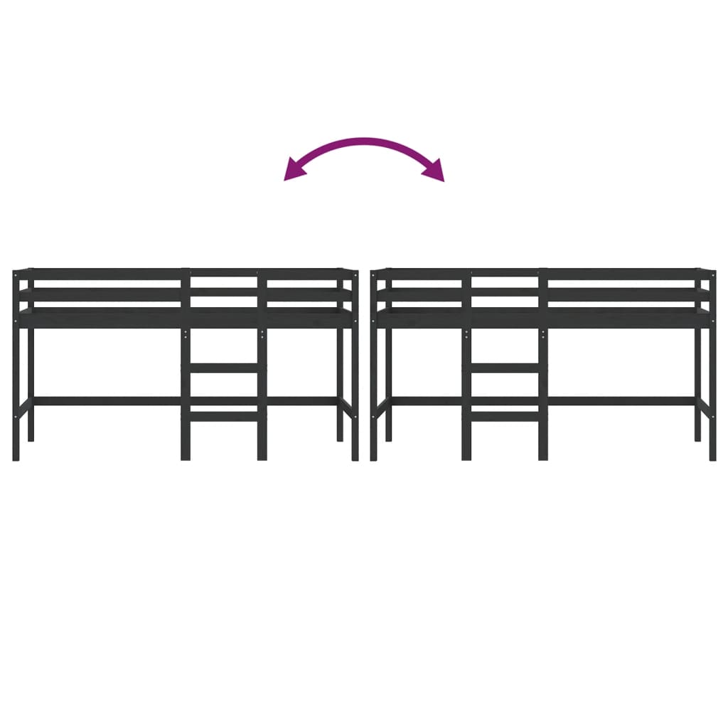 Kids' Loft Bed without Mattress with Ladder Black 80x200 cm