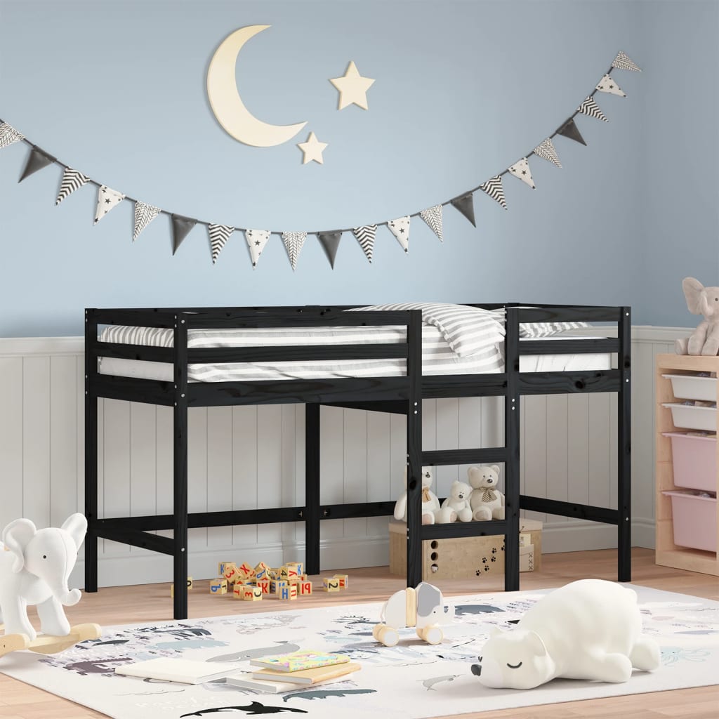 Kids' Loft Bed without Mattress with Ladder Black 80x200 cm