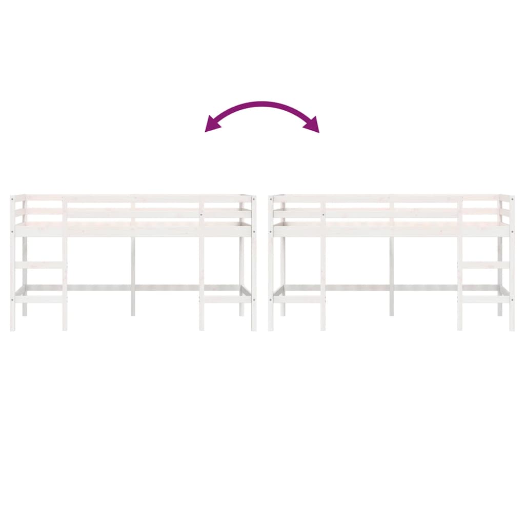 Kids' Loft Bed without Mattress with Ladder White 90x200 cm