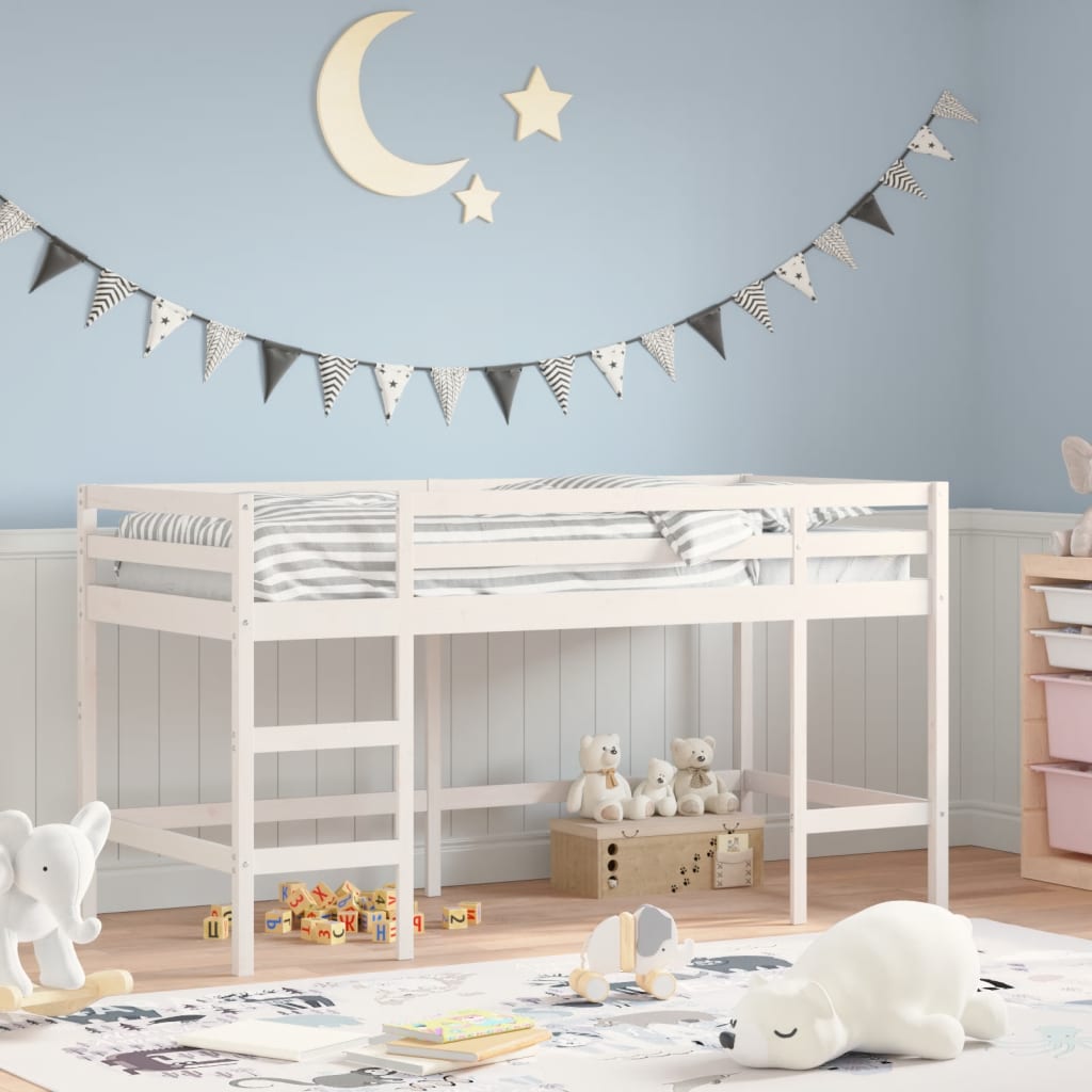 Kids' Loft Bed without Mattress with Ladder White 90x200 cm