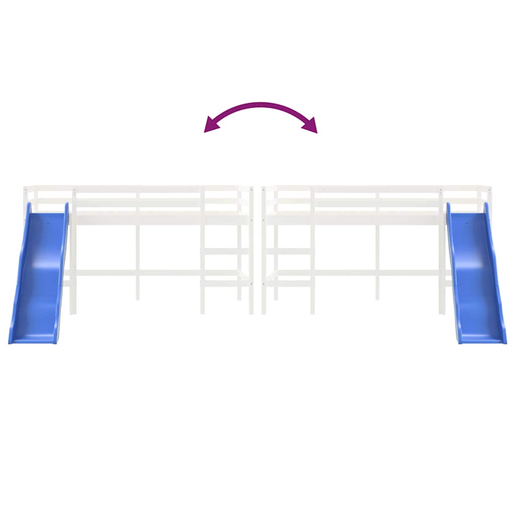 Kids' Loft Bed without Mattress with Slide White 80x200 cm